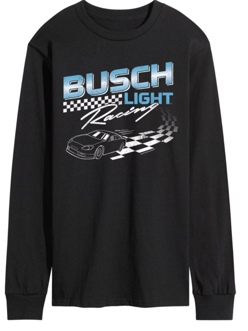 Jerzees Black Long-Sleeve Busch Light Racing Tee with Blue Logo